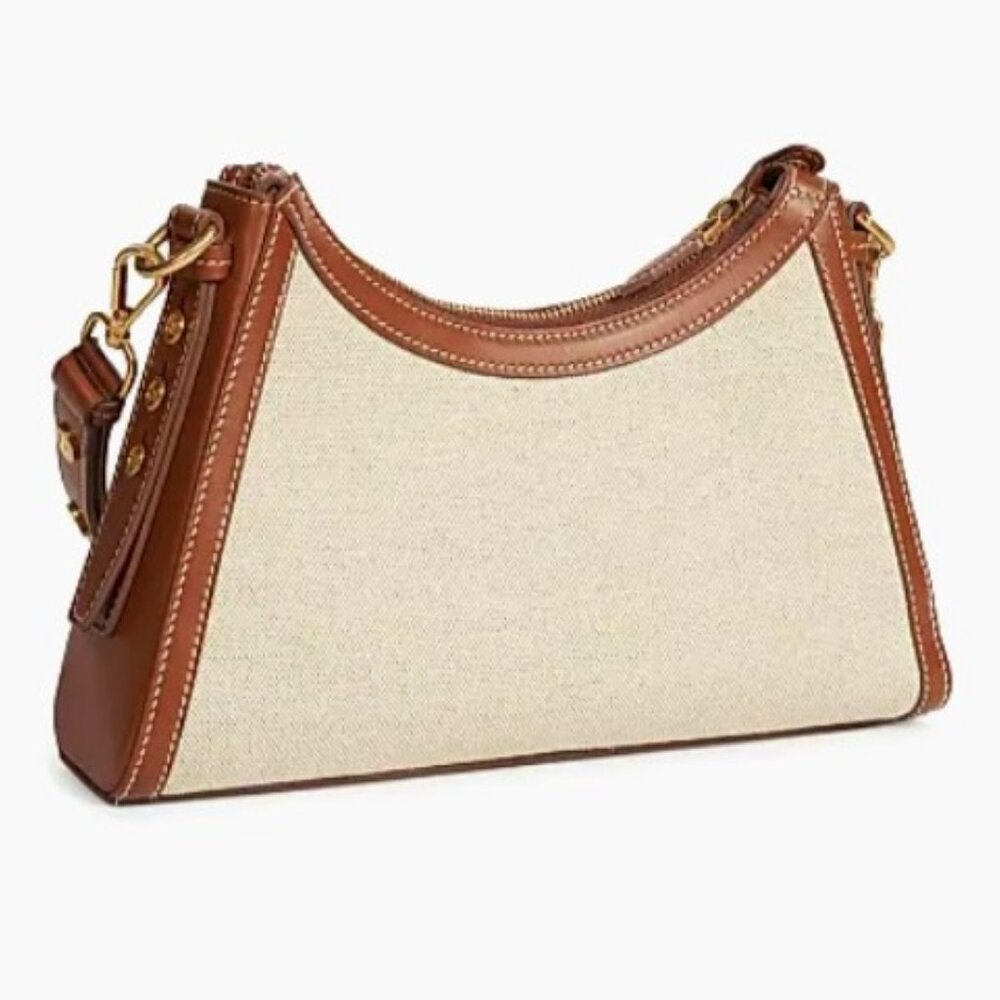 Balmain B-Buzz Canvas & Leather Shoulder Bag Natural / Camel - Picture 4 of 14